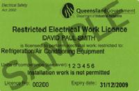 Electrical worker license